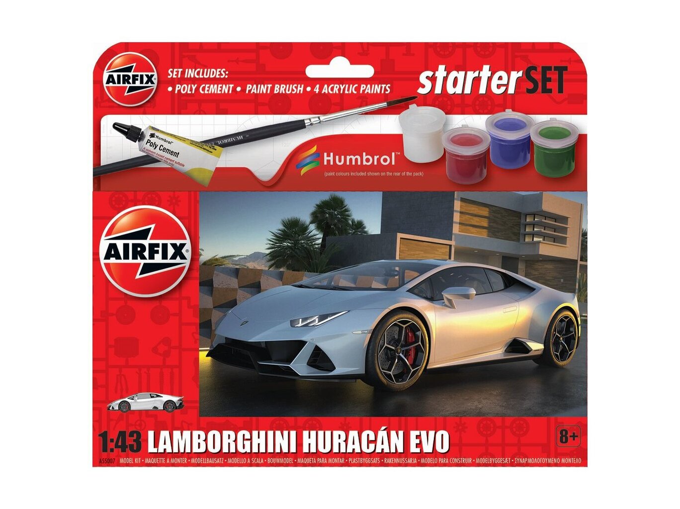 Airfix - Lamborghini Huracan EVO mudeli komplekt, 1/43, A55007 hind ja info | Klotsid ja konstruktorid | kaup24.ee