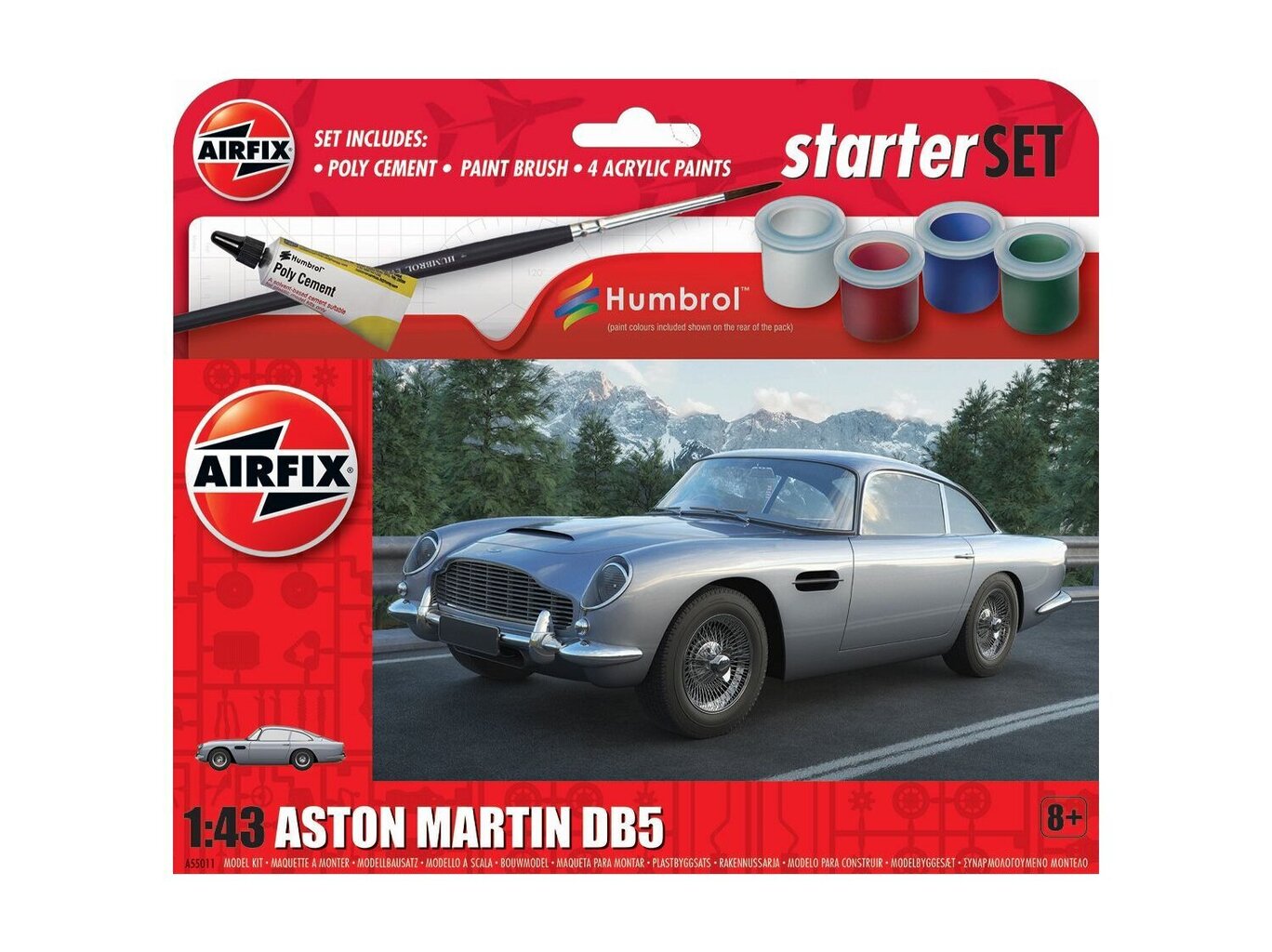 Airfix - Aston Martin DB5 mudeli komplekt, 1/43, A55011 цена и информация | Klotsid ja konstruktorid | kaup24.ee