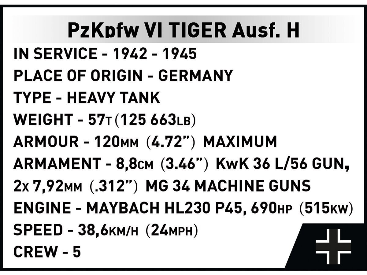 COBI - Plastkonstruktorid Panzerkampfwagen VI Tiger "131" - Executive Edition, 1/12, 2801 hind ja info | Klotsid ja konstruktorid | kaup24.ee