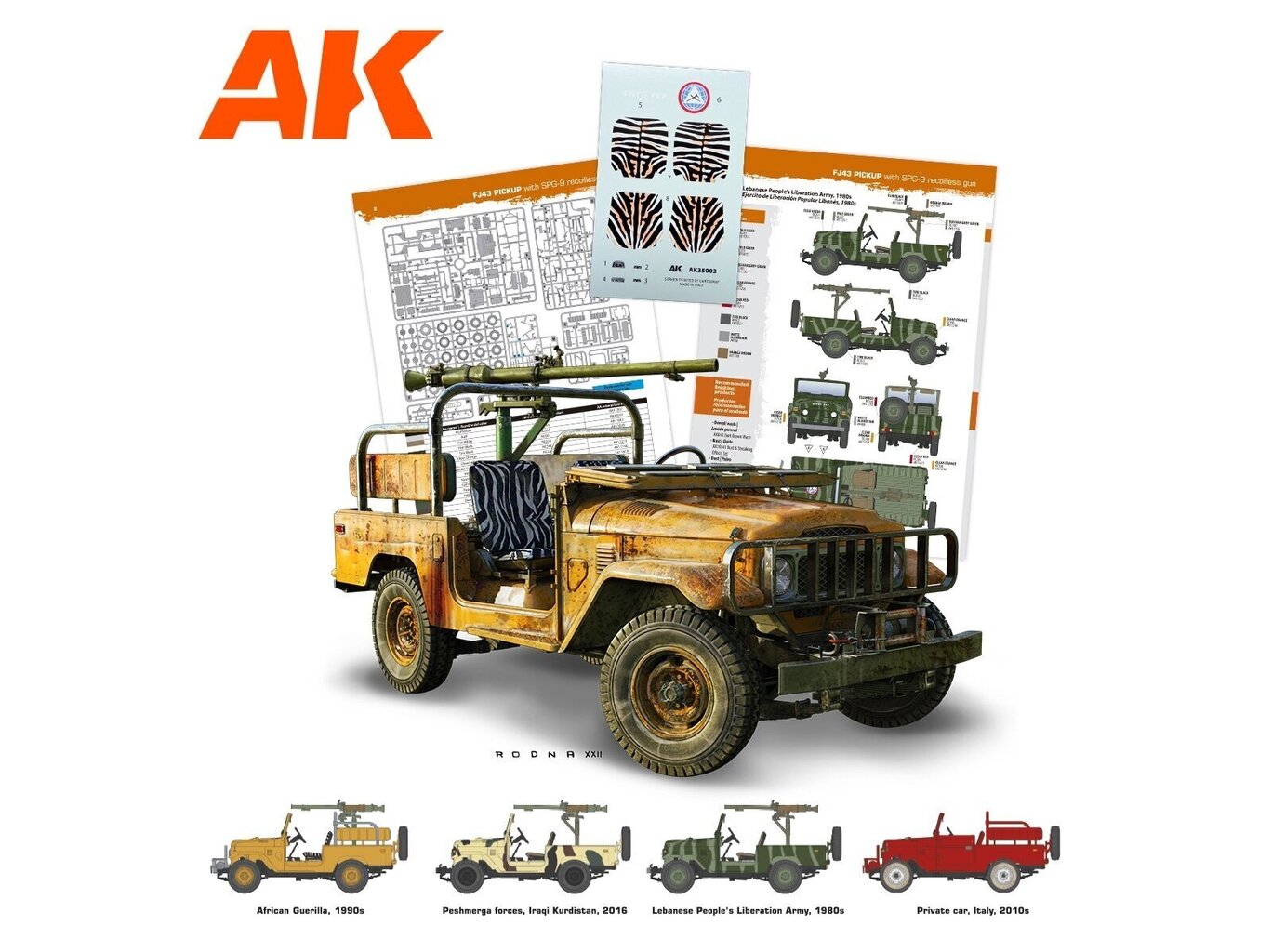 AK Interactive - Toyota Land Cruiser FJ43 Pickup With SPG-9 Recoilless Gun, 1/35, AK35003 hind ja info | Klotsid ja konstruktorid | kaup24.ee