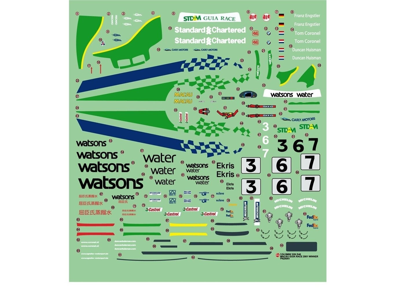 NuNu - BMW 320i E46 2001 Macau Gear Race Winner, 1/24, 24041 hind ja info | Klotsid ja konstruktorid | kaup24.ee