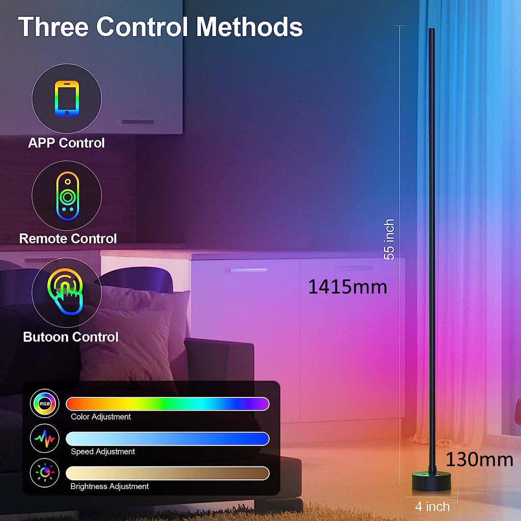 Smart RGB LED põrandalamp G.Lux GD-Rainbow-F Black hind ja info | Põrandalambid | kaup24.ee