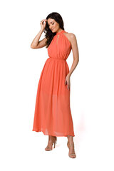 K169 Шифоновое макси-платье с завязками на шее - оранжевый цена и информация | Платье | kaup24.ee