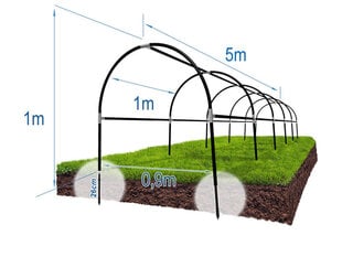 Каркас парника с 3 перемычками, 5 м цена и информация | Теплицы | kaup24.ee