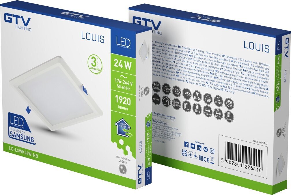 Lamp, LED, 24W, 1920Lm, 4000K, z/a, IP54, kandiline, valge hind ja info | Süvistatavad ja LED valgustid | kaup24.ee