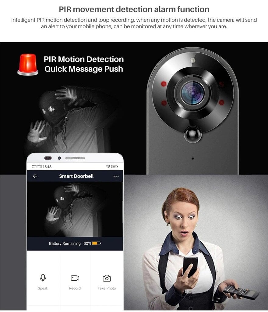 Uksekell koos kaameraga + APP-juhtimine hind ja info | Uksekellad, uksesilmad | kaup24.ee