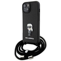 Karl Lagerfeld KLHCP15SSASKNPSK iPhone 15 6.1" hardcase czarny|black Crossbody Saffiano Monogram Metal Pin Karl & Choupette цена и информация | Чехлы для телефонов | kaup24.ee