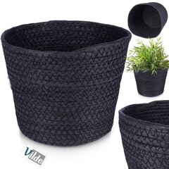 Плетеный вазон, черный, 19x15.5 см цена и информация | Вазоны | kaup24.ee