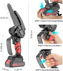 Миниатюрная аккумуляторная пила YongKang SJ-05, с двумя аккумуляторами и зарядным устройством, дополнительными инструментами для обслуживания, защитными перчатками и дополнительными цепями. цена и информация | Цепные пилы | kaup24.ee