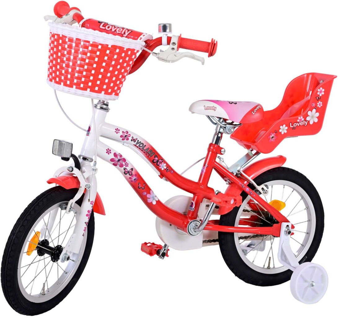 Laste jalgratas 14" Volare Lovely, punane/valge, 2 käsipidurit hind ja info | Jalgrattad | kaup24.ee