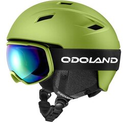 Комплект лыжного шлема Odoland с очками, размер S, ярко-зеленый цена и информация | Лыжные шлемы | kaup24.ee