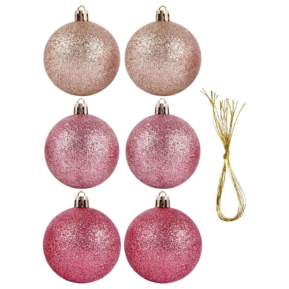 purunematu roosa jõulukuusekaunistus, 6 tk. 6 cm hind ja info | Kuuseehted | kaup24.ee