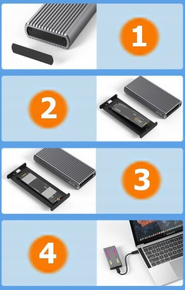 SSD korpus m2 4in1 NVME Pcie SATA M.2 USB-C USB 3.0 adapteri taskud hind ja info | USB jagajad, adapterid | kaup24.ee