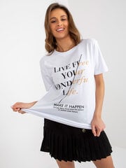 белая женская футболка с надписями и круглым вырезом цена и информация | Женские футболки | kaup24.ee