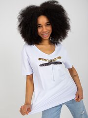 белая хлопковая футболка с аппликацией из пайеток цена и информация | Женские футболки | kaup24.ee