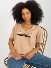 футболка из верблюжьего хлопка с аппликацией из пайеток цена и информация | Женские футболки | kaup24.ee