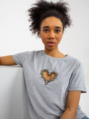 серая женская футболка с вырезом в форме сердца цена и информация | Футболка женская | kaup24.ee