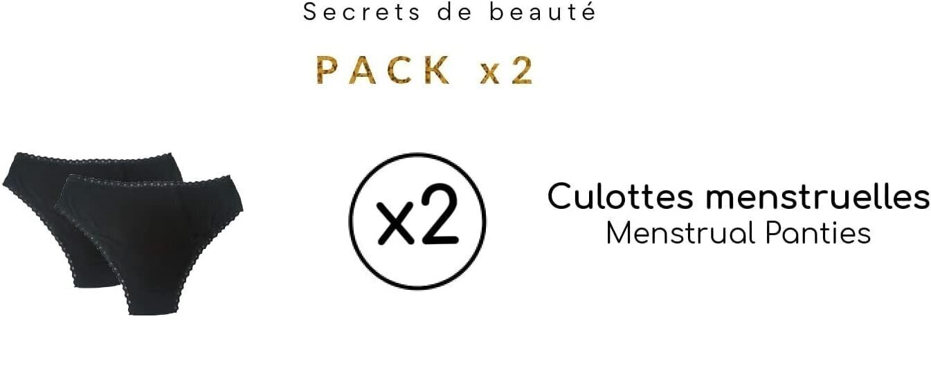 Menstruaalpüksid naistele Secrets de Beaute, must, 2 tk hind ja info | Naiste aluspüksid | kaup24.ee