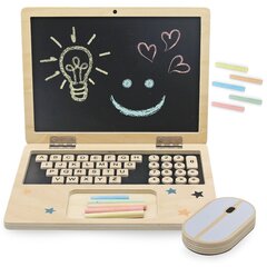 Drewniany laptop z myszką - tablica magnetyczna + kredowa цена и информация | Развивающие игрушки и игры | kaup24.ee