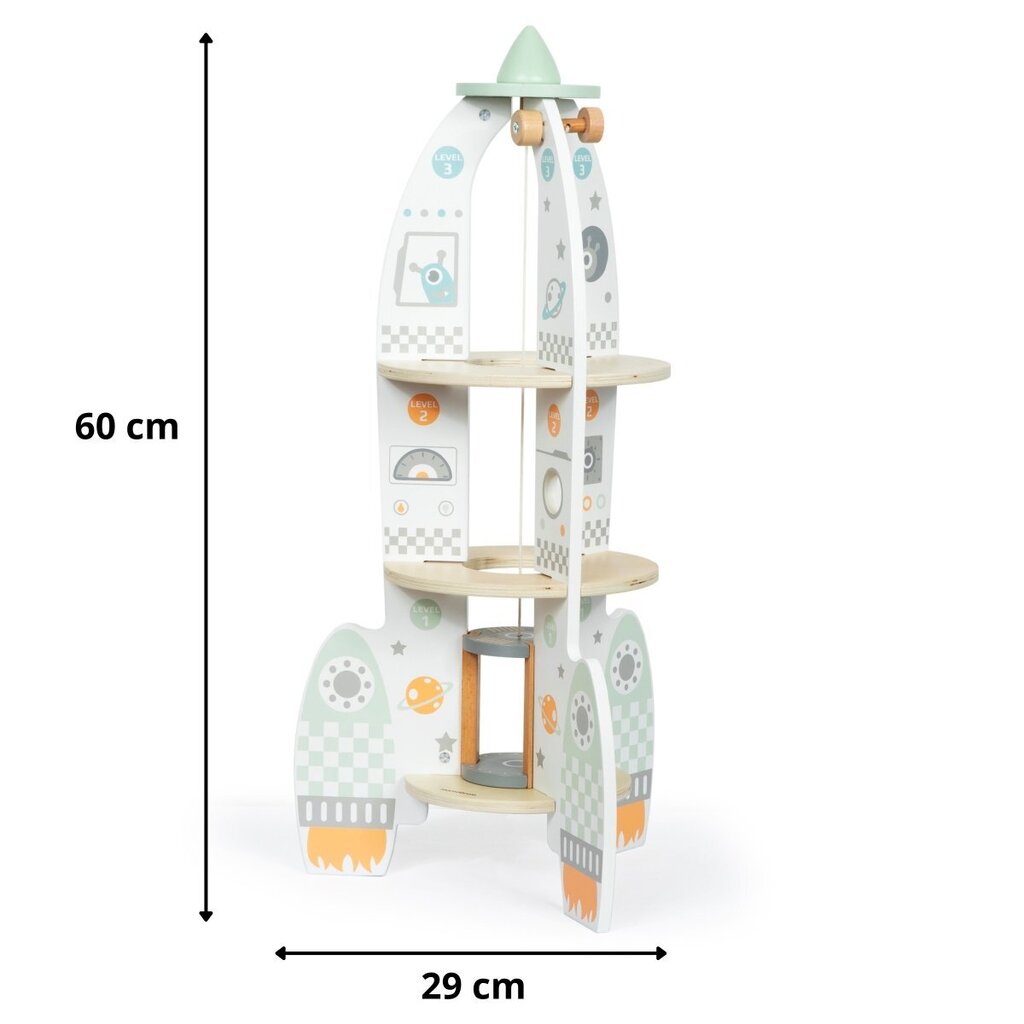 Suur puidust kosmoserakett lifti ja aksessuaaridega XXL цена и информация | Arendavad mänguasjad | kaup24.ee