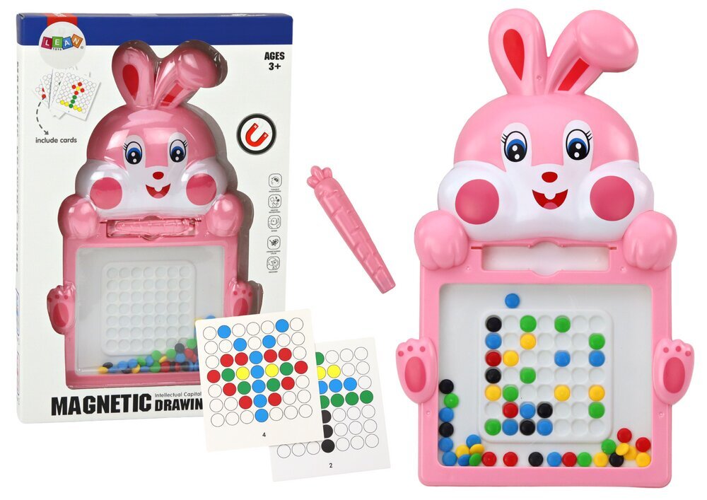Magnetiline joonistustahvel pliiatsi ja mustritega Jänes, roosa цена и информация | Arendavad mänguasjad | kaup24.ee