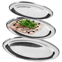 Овальный стальной сервировочный поднос, 3 шт., серебристый цена и информация | Посуда, тарелки, обеденные сервизы | kaup24.ee