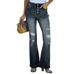 Джинсы женские расклешенные Sidefeel, черные цена и информация | Женские тканевые брюки с поясом, синие | kaup24.ee