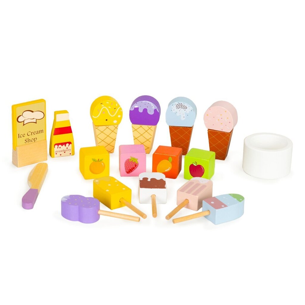 Puidust jäätisekomplekt Ecotoys, 27 tk hind ja info | Tüdrukute mänguasjad | kaup24.ee