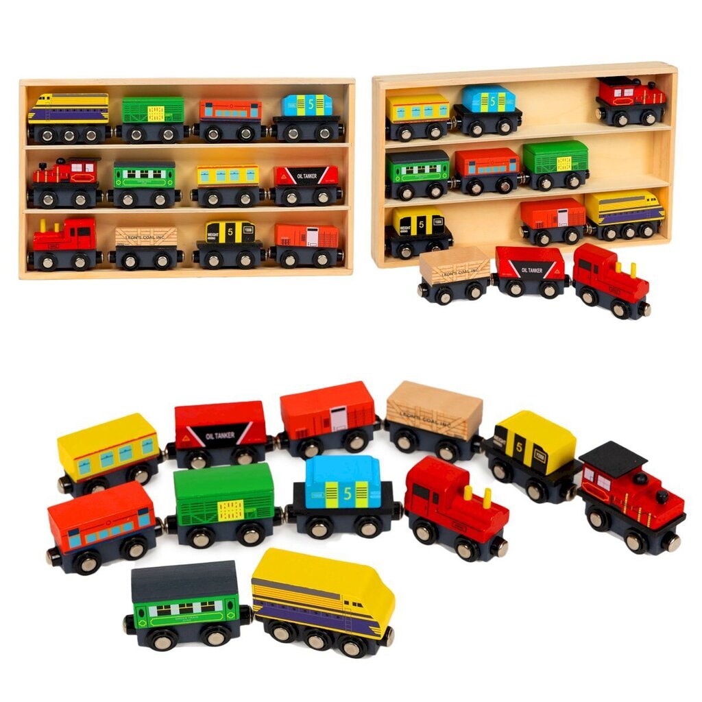 Puidust raudteerong, 13 tk цена и информация | Poiste mänguasjad | kaup24.ee