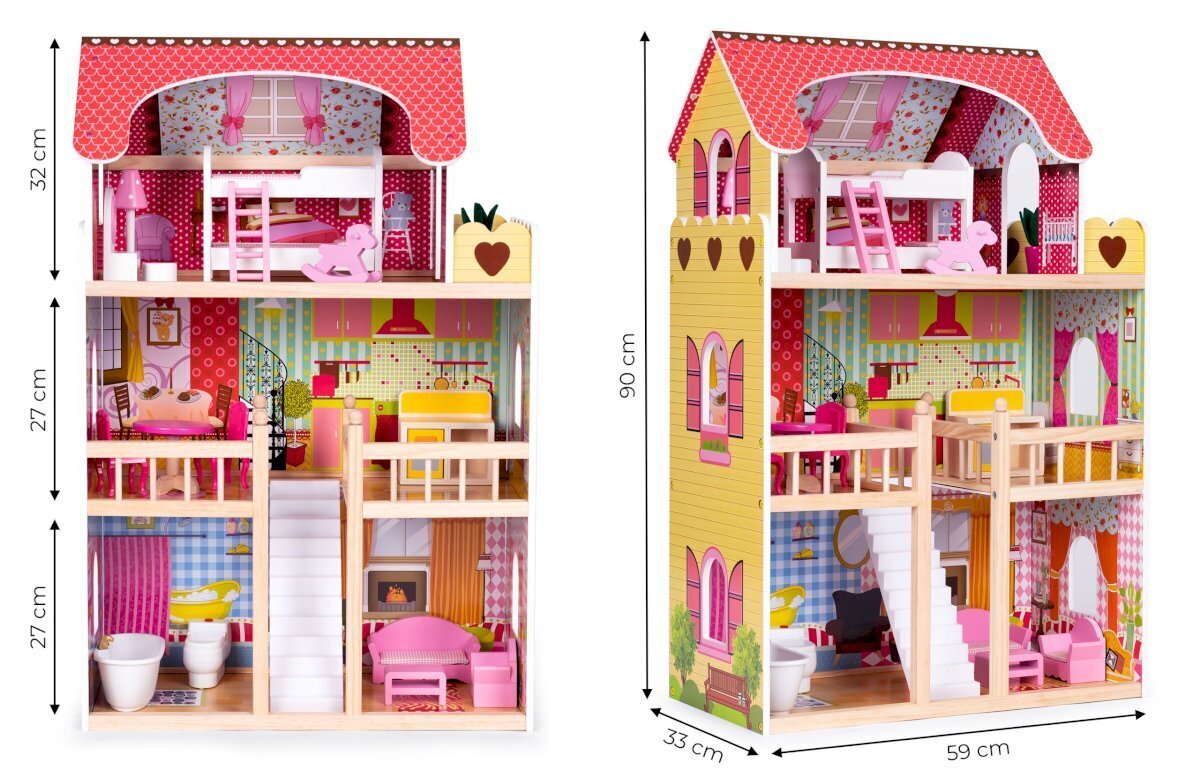 Nukumaja koos mööbliga, Ecotoys hind ja info | Tüdrukute mänguasjad | kaup24.ee