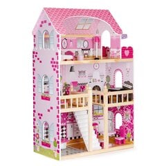 Деревянный кукольный домик со светодиодной мебелью Ecotoys цена и информация | Игрушки для девочек | kaup24.ee