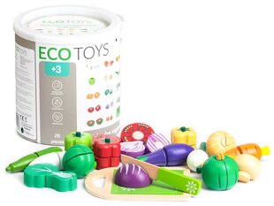 Нарезанные игрушечные овощи Ecotoys, 20 шт. цена и информация | MUST Металлическая бутылочка с Ярким рисунком (без BPA) (500ml) для мальчиков от 3+ лет Серая с Машинкой | kaup24.ee