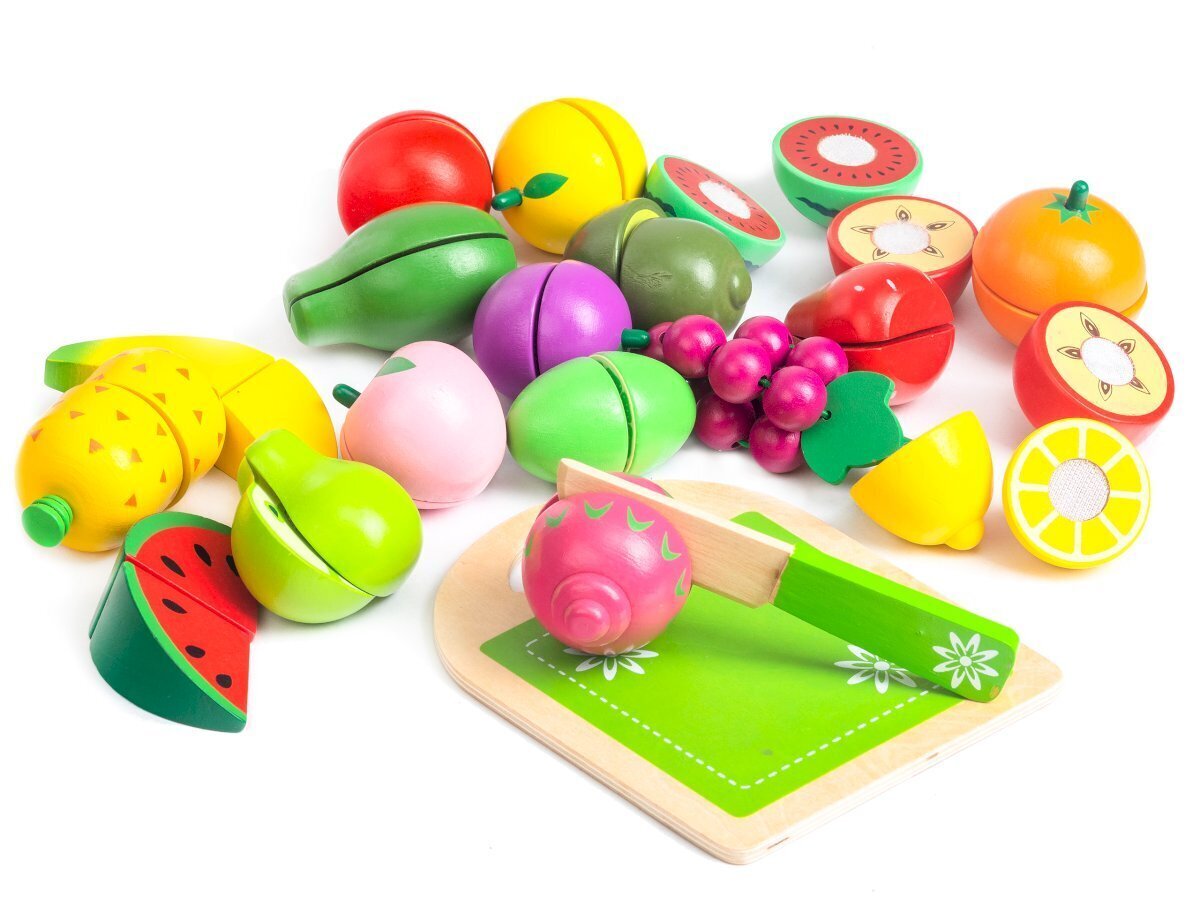 Puidust puuviljad Ecotoys, 20 tk цена и информация | Tüdrukute mänguasjad | kaup24.ee
