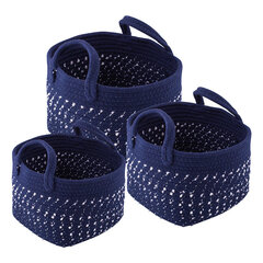 3 плетеные сумки 25+22+19 см темно-синего цвета цена и информация | Ящики для вещей | kaup24.ee
