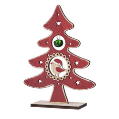 puidust jõulupuu kuusefiguur koos kaunistusega 16,5x5x21,5 cm punane hind ja info | Jõulukaunistused | kaup24.ee