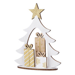 Puidust jõulupuu figuur 14x6x18 cm valge hind ja info | Jõulukaunistused | kaup24.ee