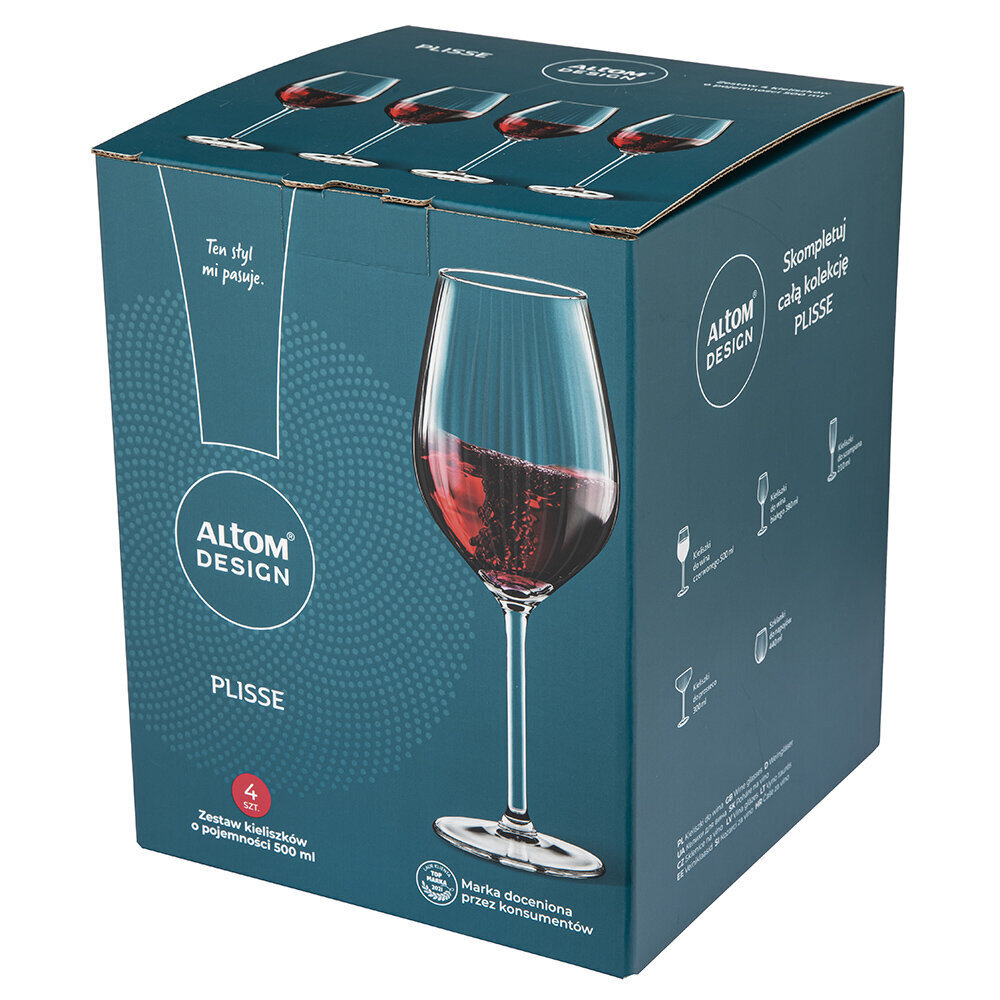 komplekt 4 punase veini klaasi 500ml hind ja info | Klaasid, tassid ja kannud | kaup24.ee