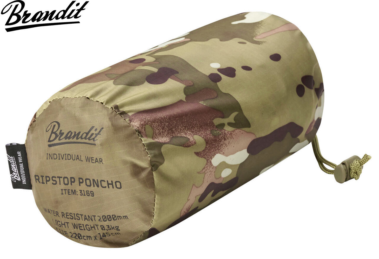 Vihmamantel Rip-Stop Brandit Tactical camo/ Multicam + kate 220x145 цена и информация | Veekindlad kotid, ümbrised, vihmakeebid | kaup24.ee