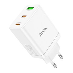 Сетевая зарядка Hoco N33 1xUSB-A/2xType-C 35W белая цена и информация | Зарядные устройства для телефонов | kaup24.ee