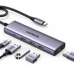 Ugreen CM511 Multifunctional HUB 5in1 USB-C/HDMI 1.4/USB-A/USB-C gray hind ja info | USB jagajad, adapterid | kaup24.ee