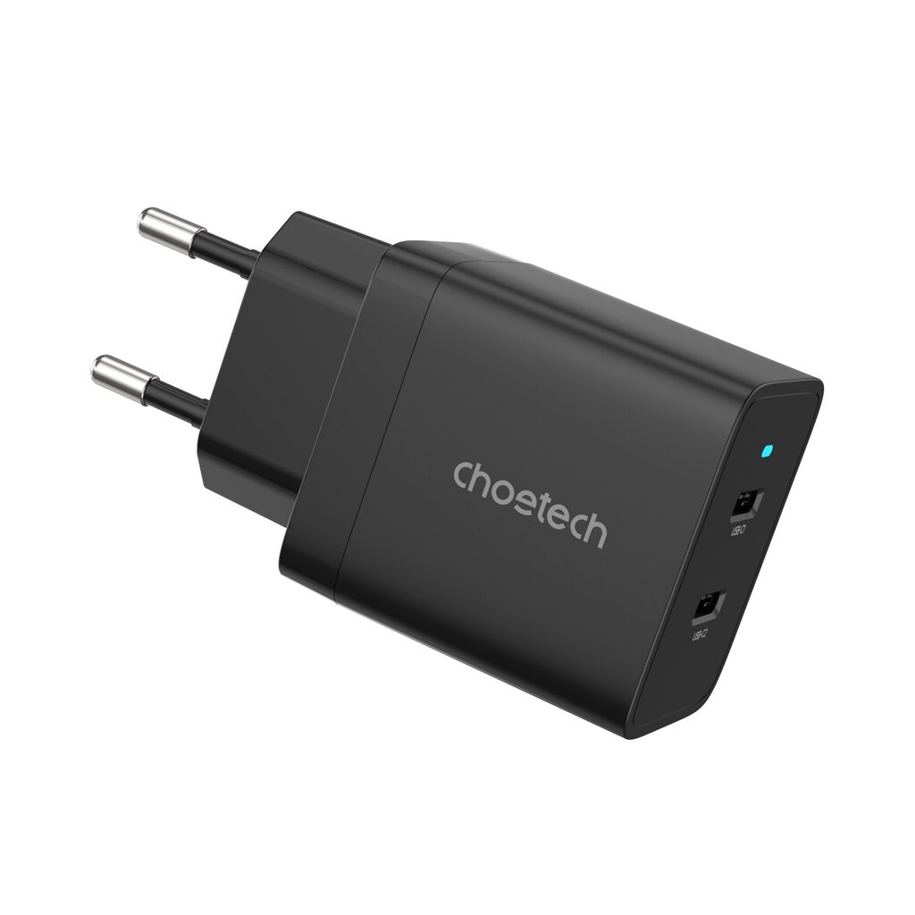 Laadija Choetech Q5006 2xUSB-C PD40W, must цена и информация | Mobiiltelefonide laadijad | kaup24.ee