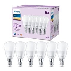 Philips LED-pirn 4,9W (ekv 40W) 470lm P45 E14 2700K, 6tk цена и информация | Лампочки | kaup24.ee