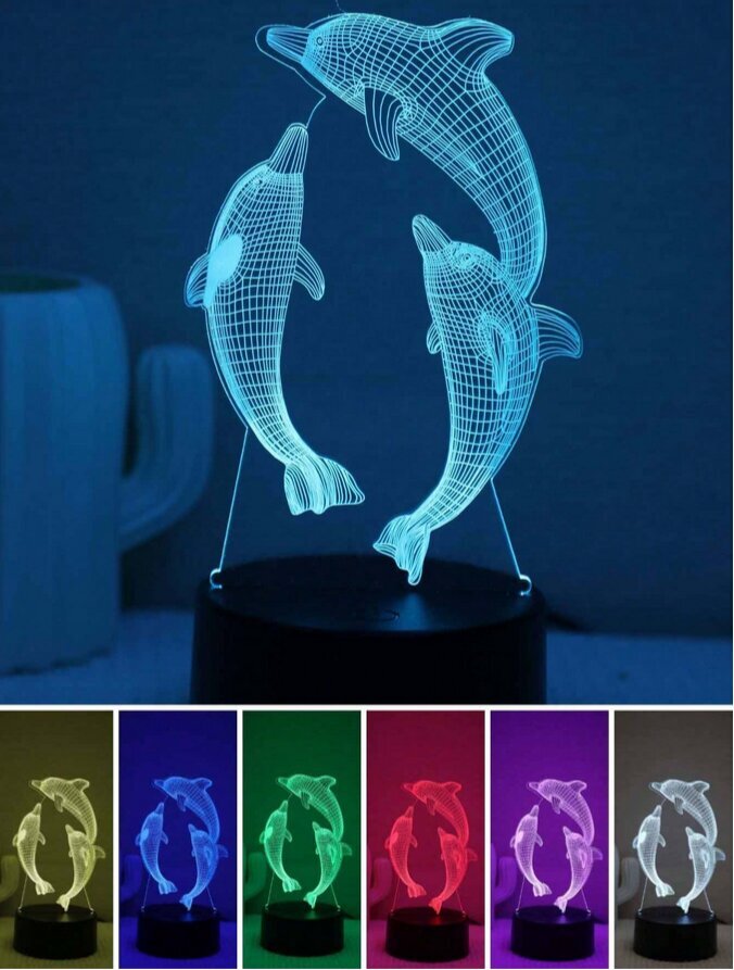 3D LED-öölamp Dolphin цена и информация | Lastetoa valgustid | kaup24.ee
