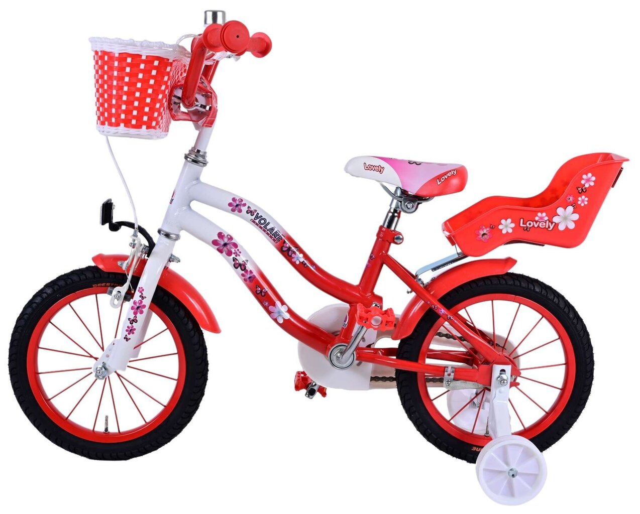 Laste jalgratas 14" Volare Lovely, punane/valge hind ja info | Jalgrattad | kaup24.ee