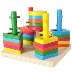 Деревянный развивающий пазл, 5 башен цена и информация | Развивающие игрушки | kaup24.ee