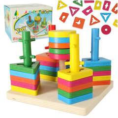 Puidust õpetlik pusle, 5 torni hind ja info | Arendavad mänguasjad | kaup24.ee