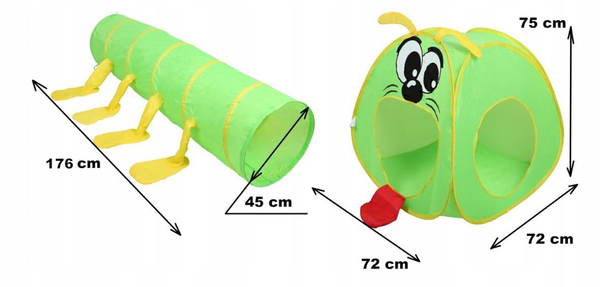 Telk - tunnel 2in1 Iplay Worm hind ja info | Mänguväljakud, mängumajad | kaup24.ee
