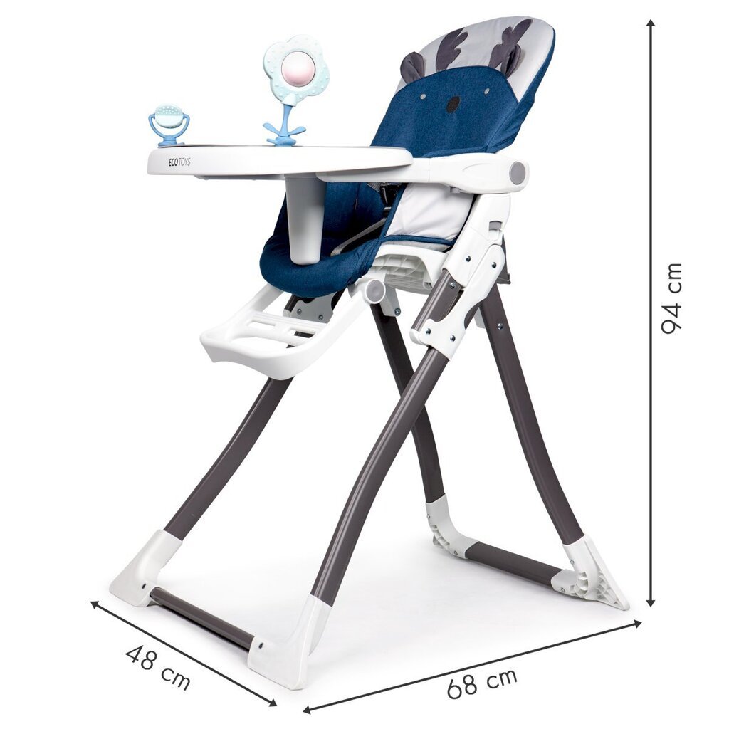 Söötmistool, 3-punkti rakmetega, Ecotoys, sinine hind ja info | Laste söögitoolid | kaup24.ee