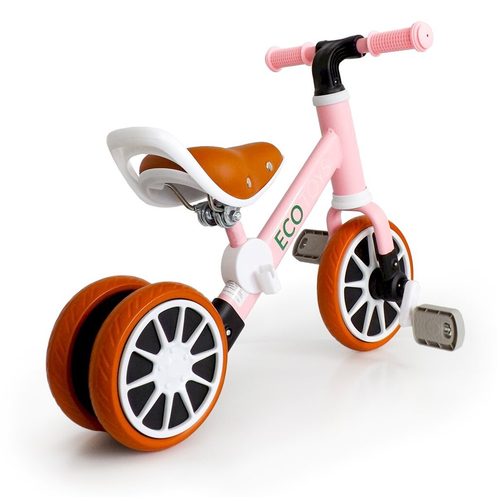 Pedaalidega kolmerattaline jalgratas Ecotoys 2in1, roosa цена и информация | Kolmerattalised jalgrattad | kaup24.ee