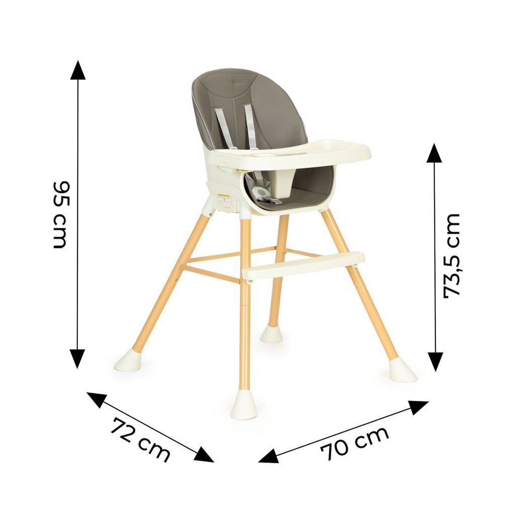 Söötmistool, 2in1, Ecotoys, hall värv цена и информация | Laste söögitoolid | kaup24.ee